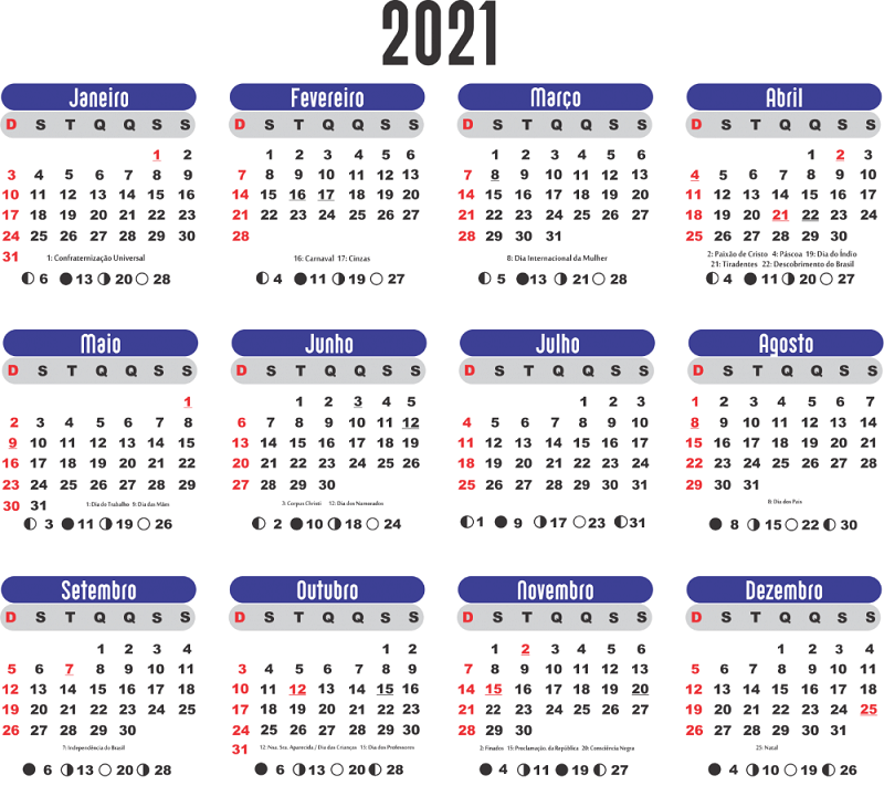 Calendário de feriados 2022
